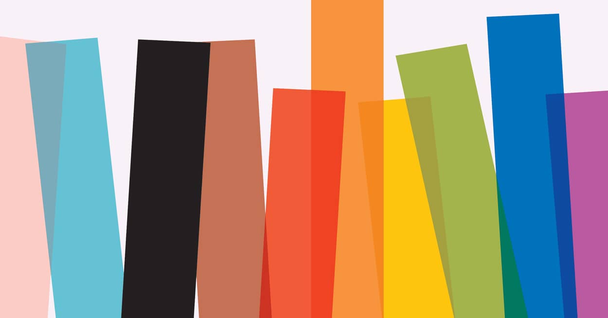 Rainbow-colored bars at varying angles