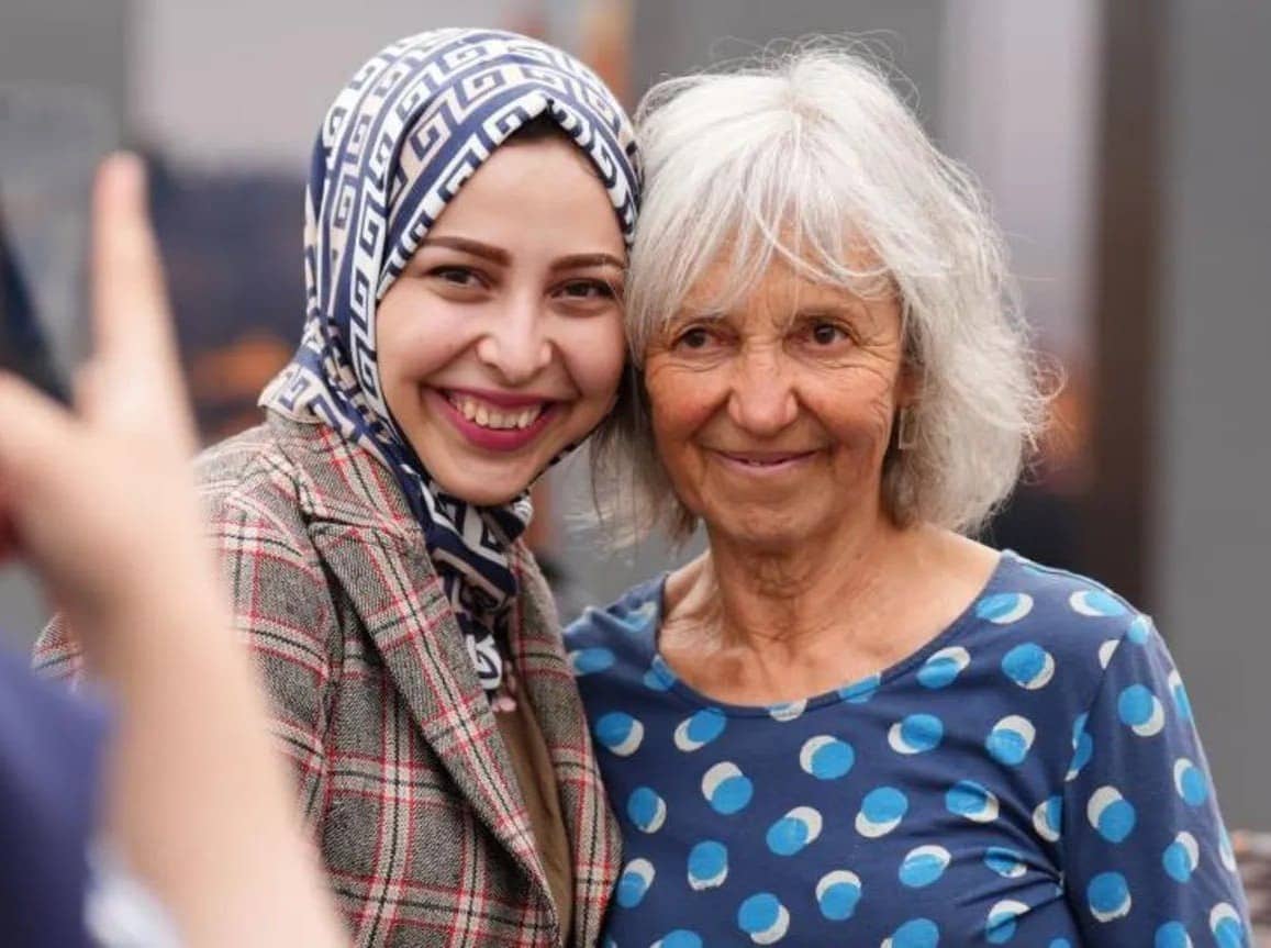 A medical student smiles alongside the founder of the Linda Norgrove Foundation