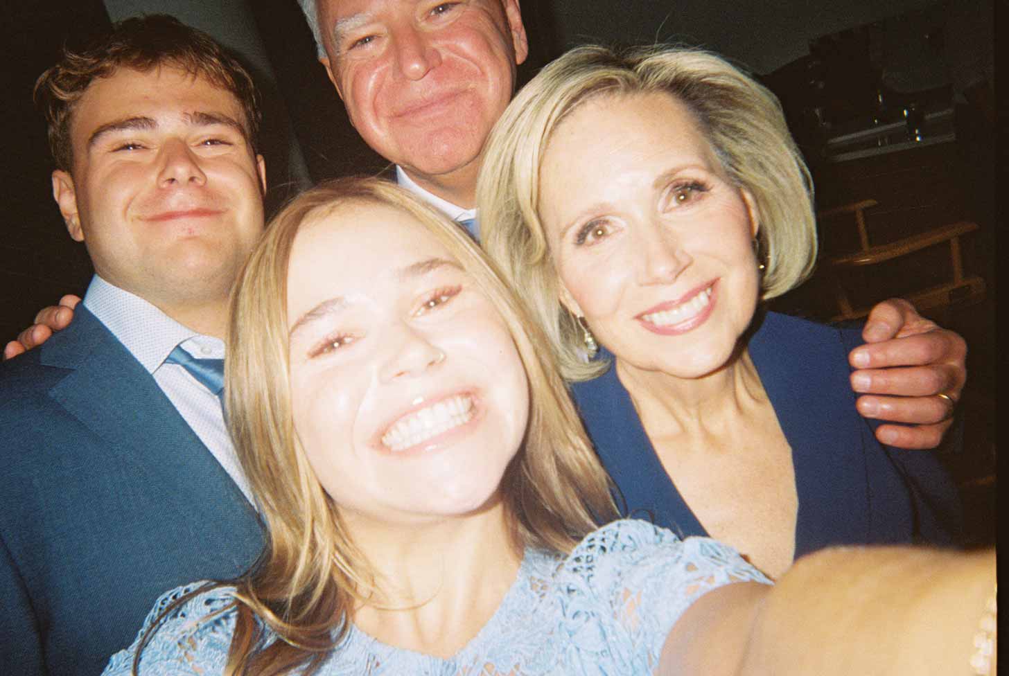 A selfie of Hope Walz with her brother, mom, and dad