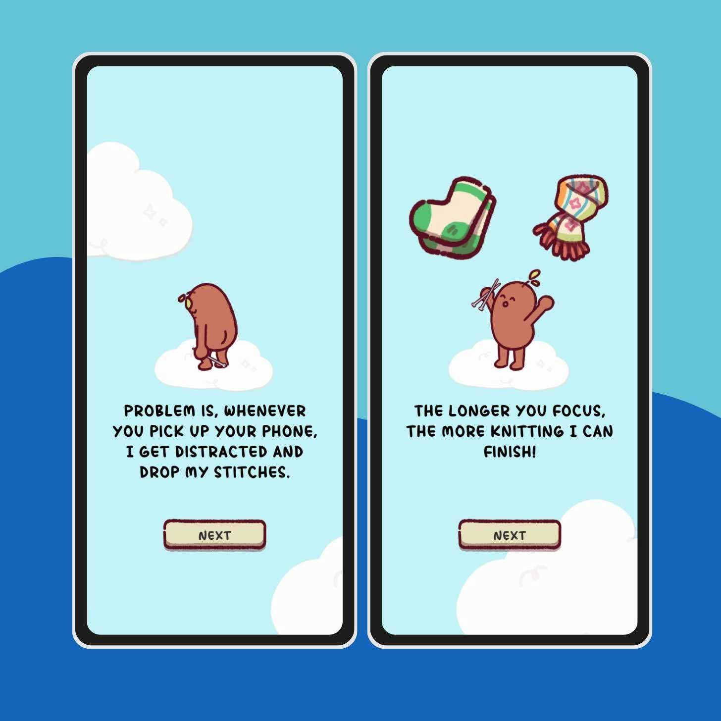 Screen mockups of a brown bean with text on a screen