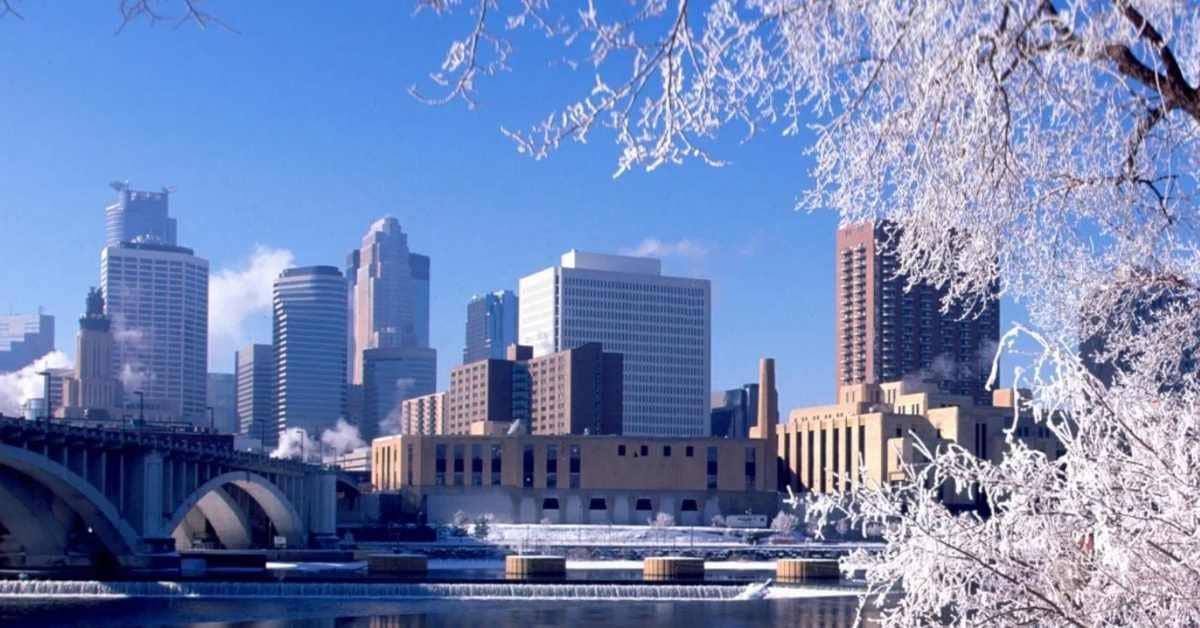 Minneapolis city scape in winter