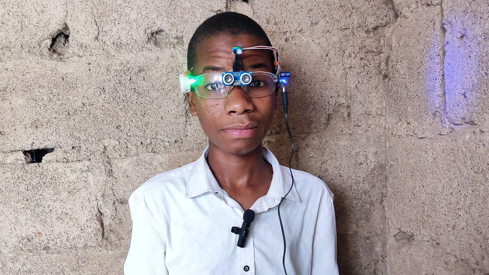 Khalifa Aminu wearing his high-tech glasses