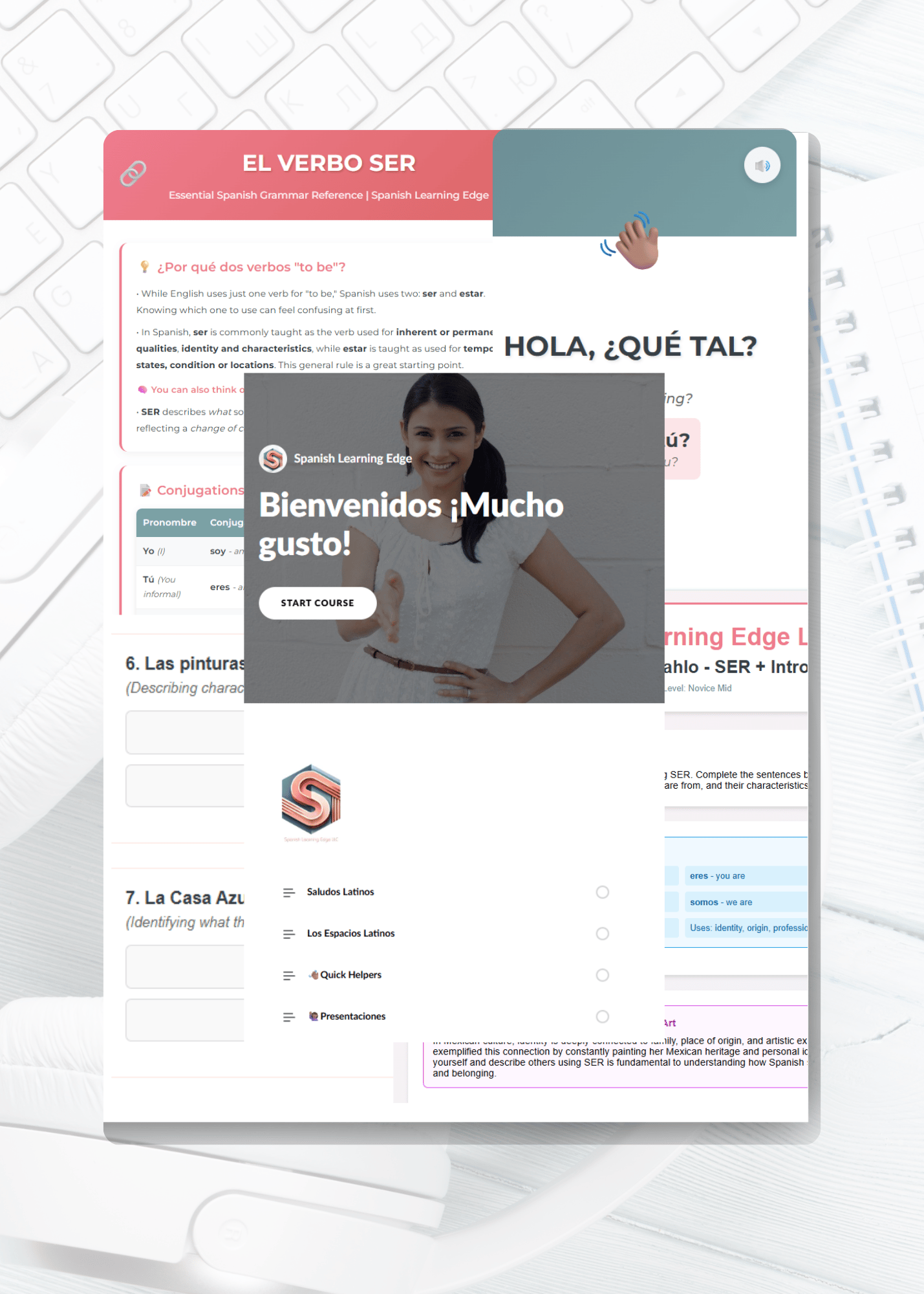 Spanish Bundle: ¡Mucho Gusto! First Week of Classes - Greetings & the Verb SER (AI-Enhanced)