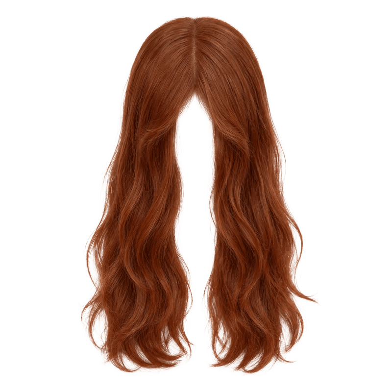 A long, flat red wig
