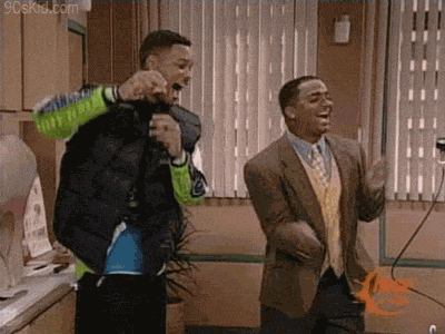 A gif from Fresh Prince of Bel Air of Will and Carlton dancing