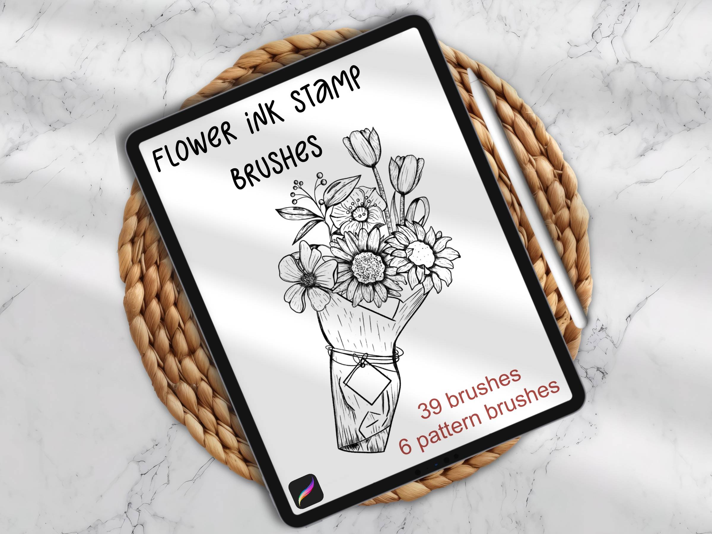 Flower ink stamps - Procreate