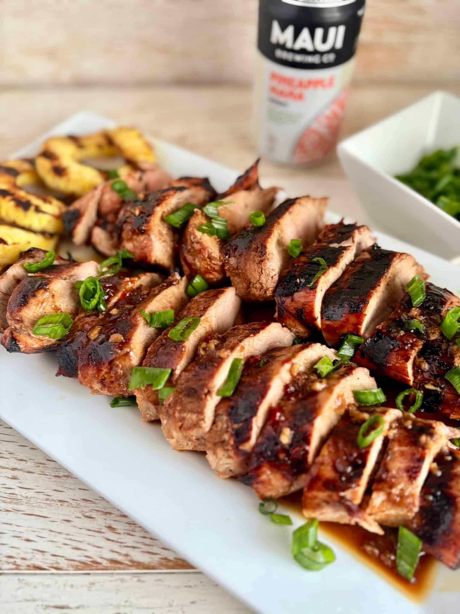 grilled pork tenderloin and pineapple slices