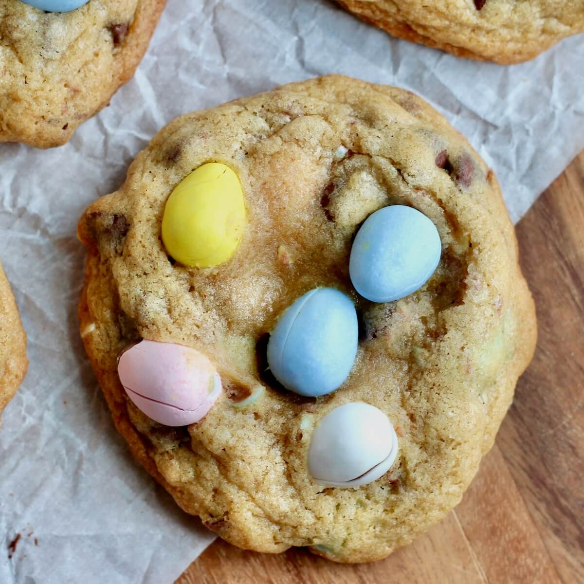 A sourdough cookie with Cadbury Mini Eggs.