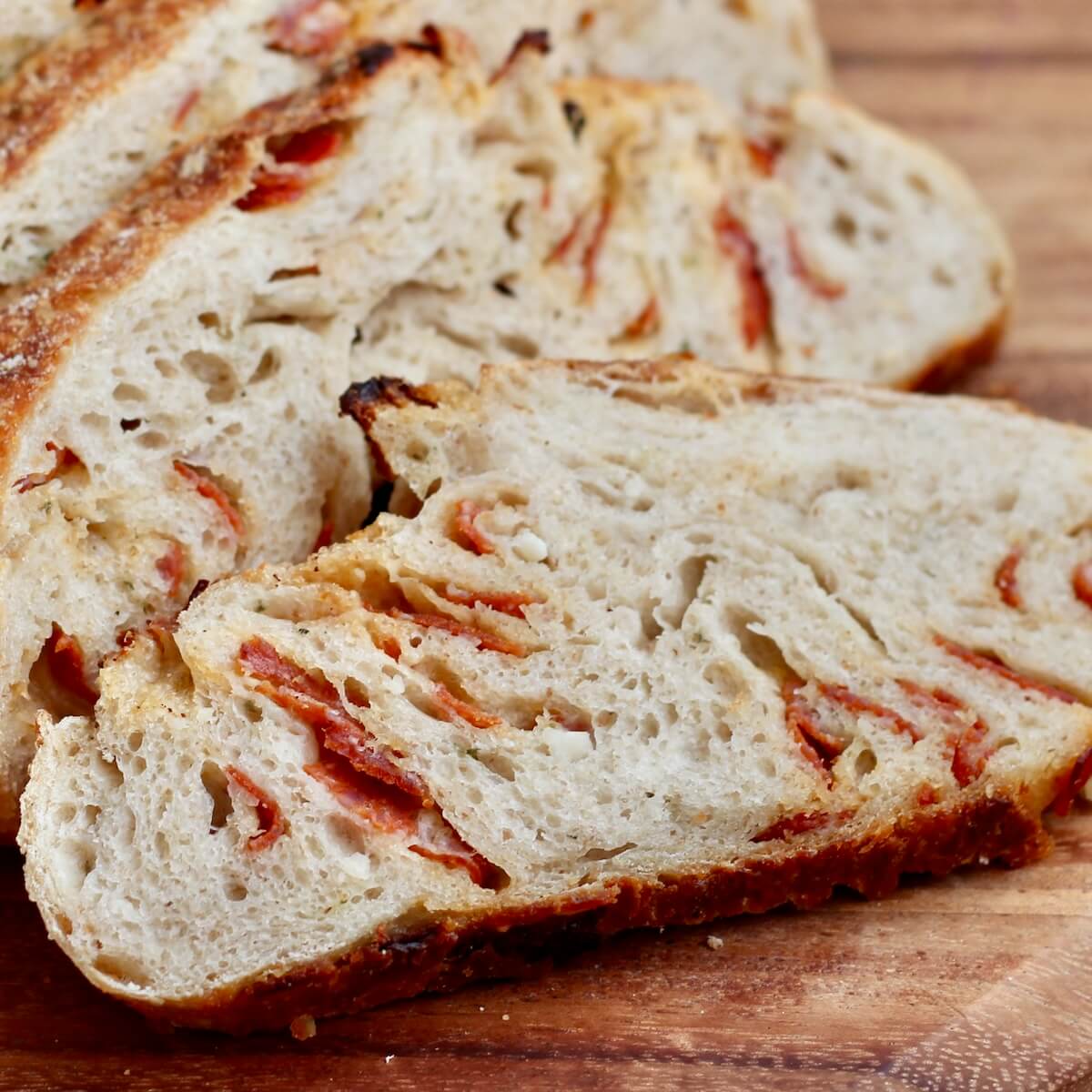 Slices of sourdough pizza bread.