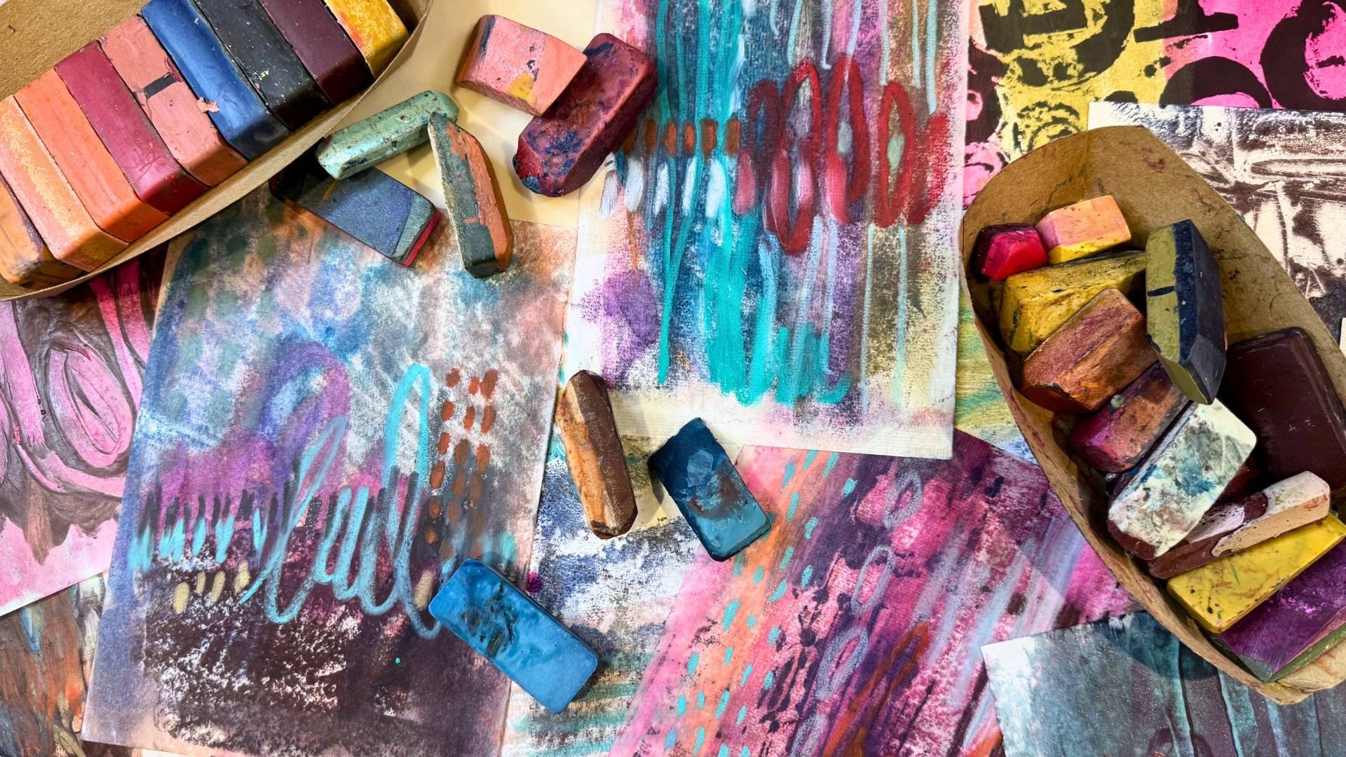 WAX monotypes with #tracibautistaCOLOR PIGMENT BARS and WAX printmaking bars