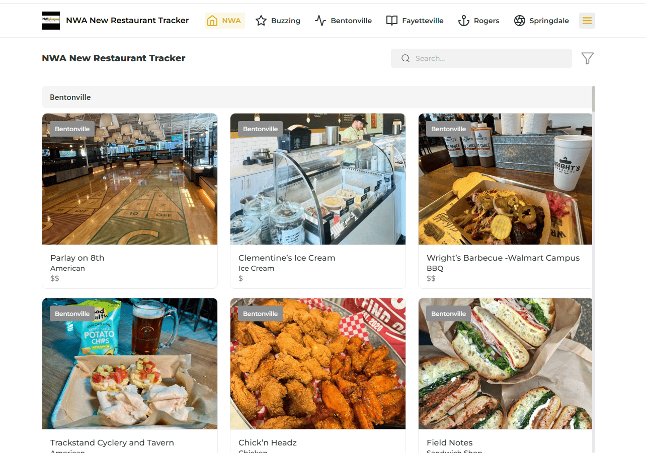 nwa digital concierge - new restaurant tracker