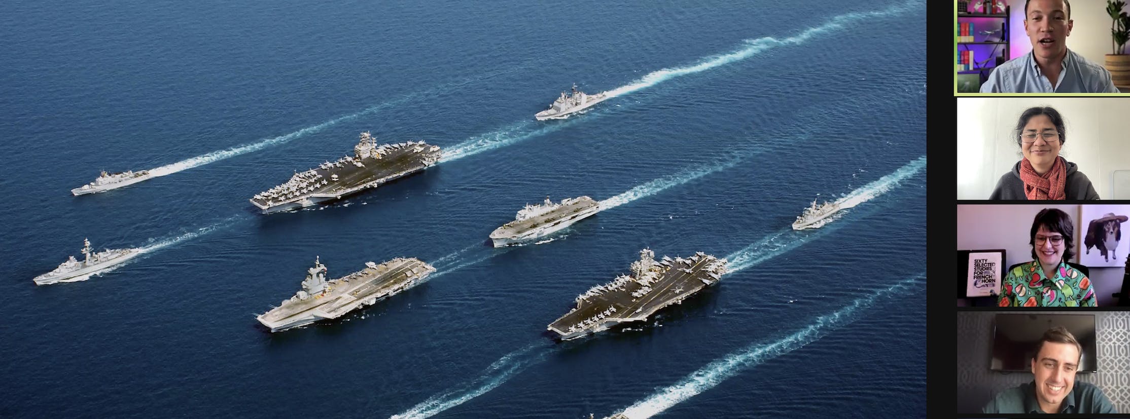 image of fleet of ships (David Perell, Laila, Rebecca and Will on the sidebar)