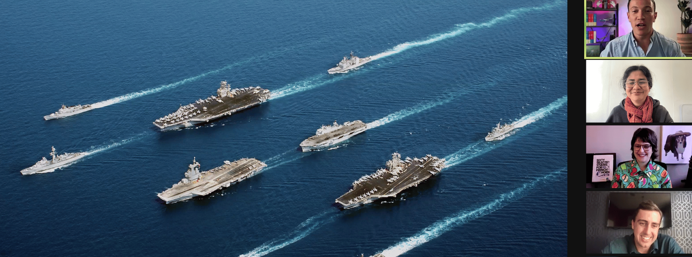 image of fleet of ships (David Perell, Laila, Rebecca and Will on the sidebar)