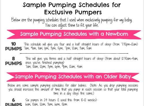 Sample Pumping Schedule for Exclusive Pumpers
