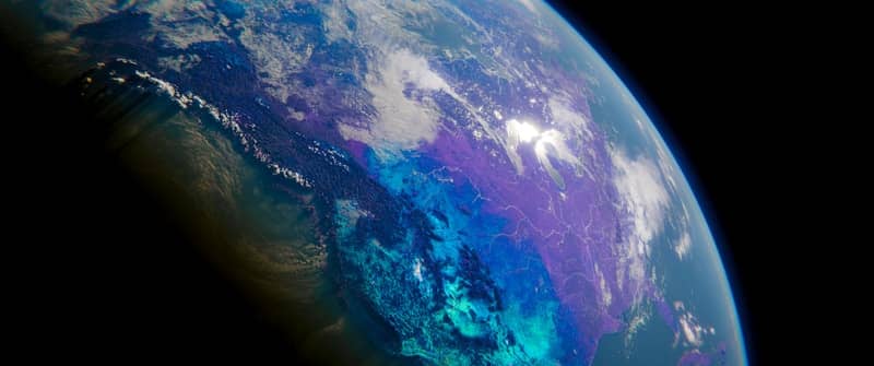 Here's a short caption: a beautiful view of the earth from space.