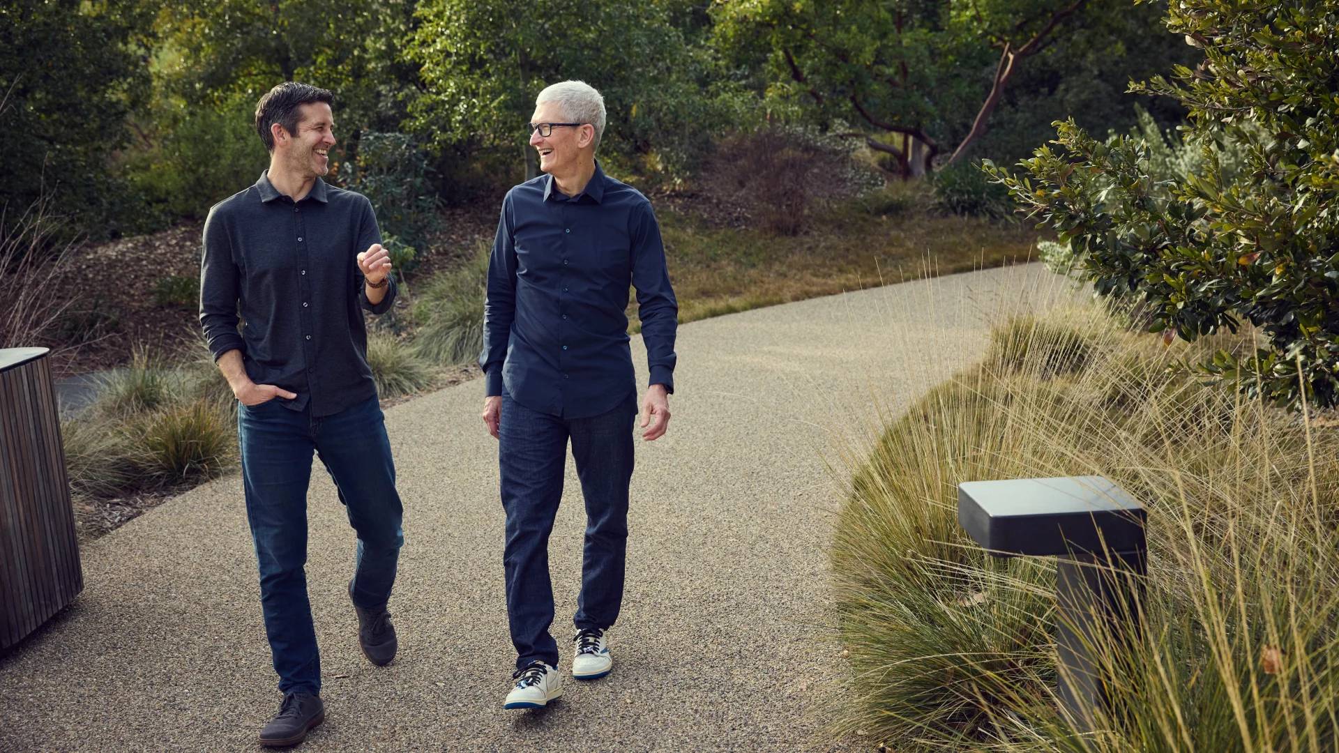John Ternus and Tim Cook at Apple Park