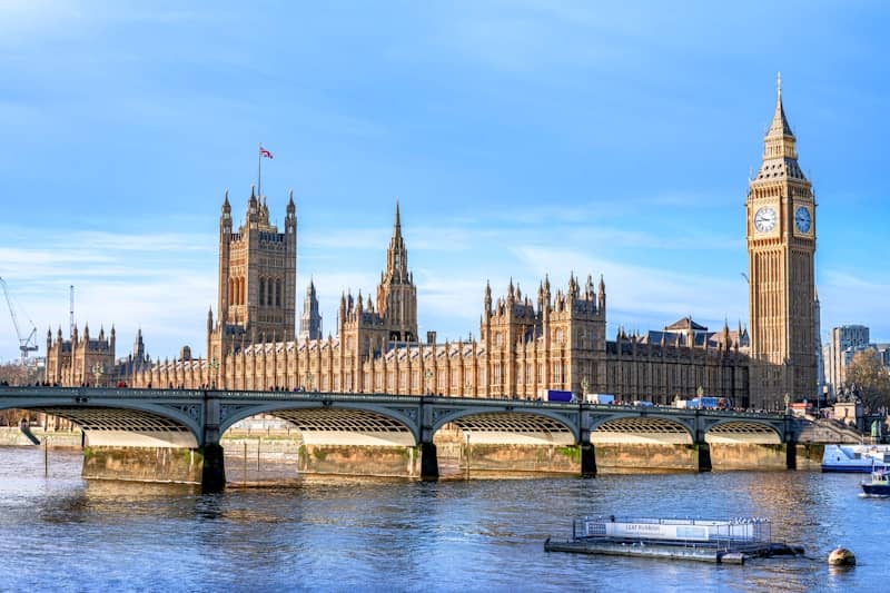 The houses of parliament and big ben in london.