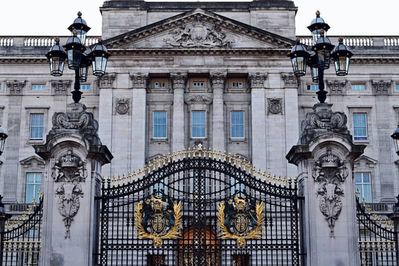 Buckingham palace ornate gates and facade