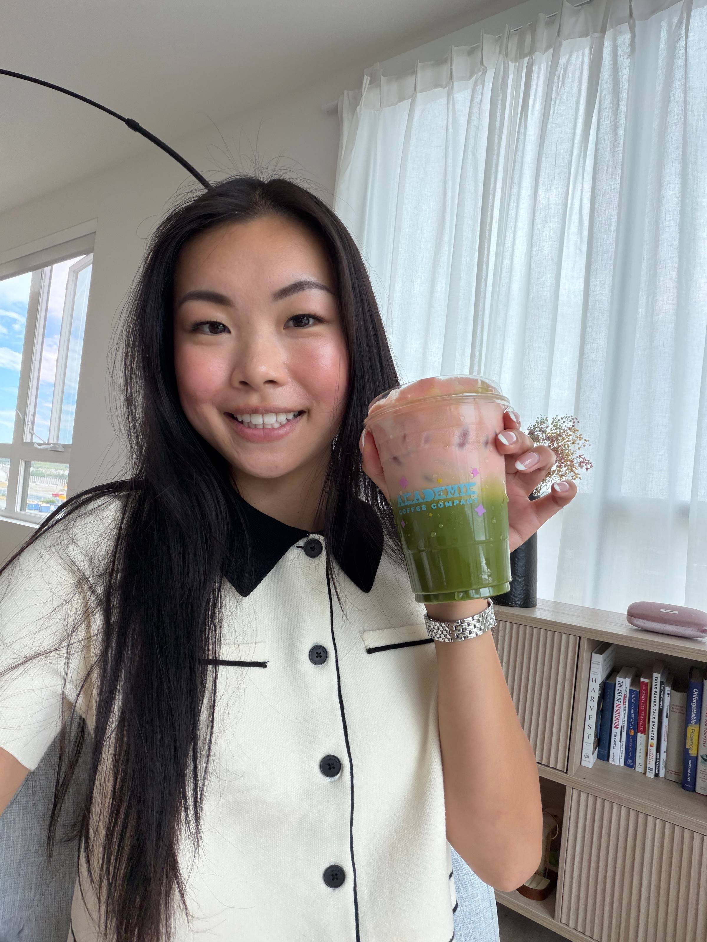 Guava cream top matcha from Academic Coffee