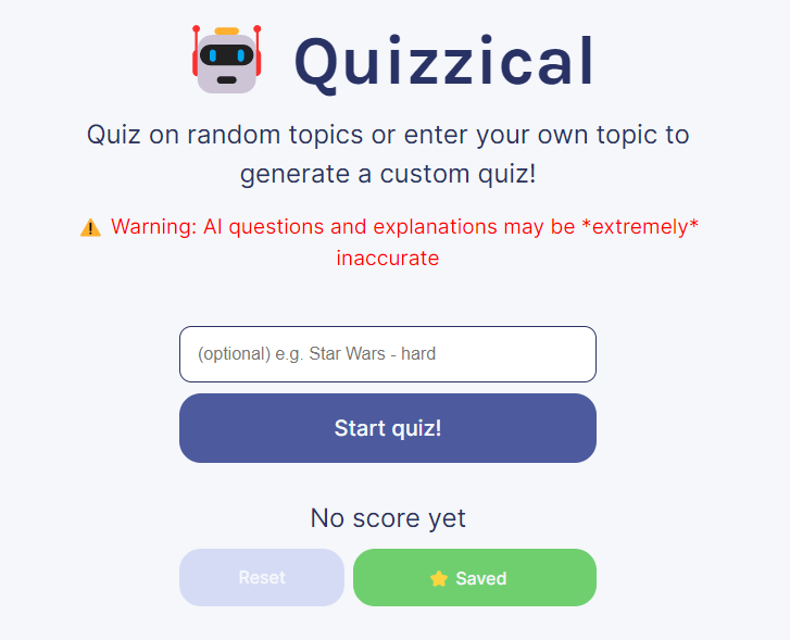 Tony's Quizzical AI Game