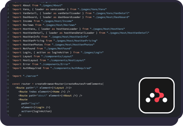 React Router code and logo