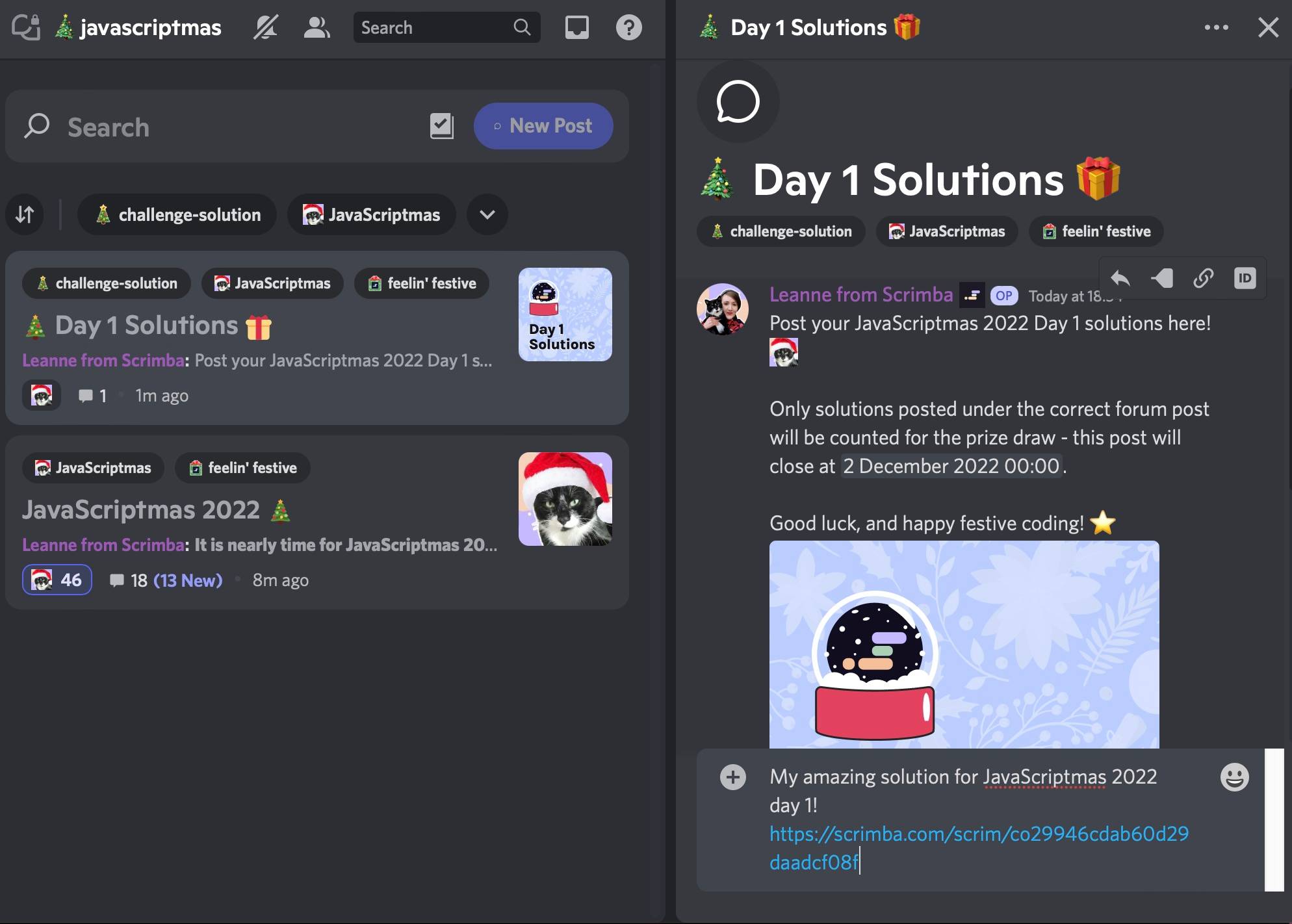 javascriptmas day 1 solutions post 