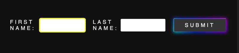 A single line form with dark background and rainbow gradient button