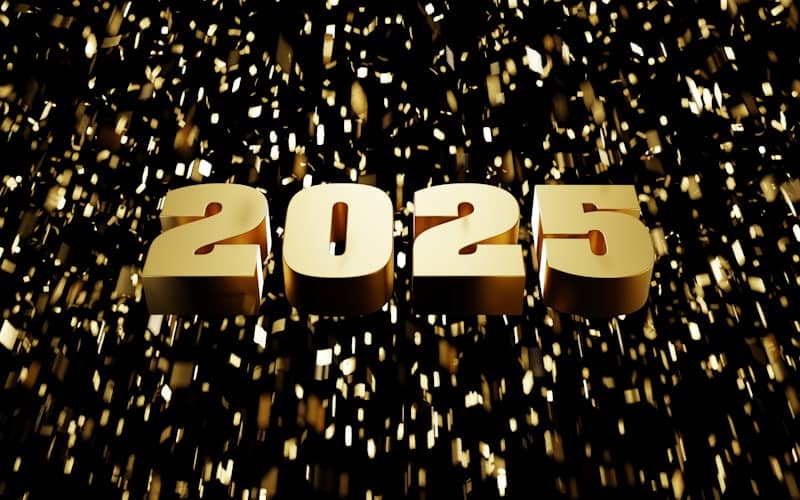 A golden new year's eve with the number 2055 on it