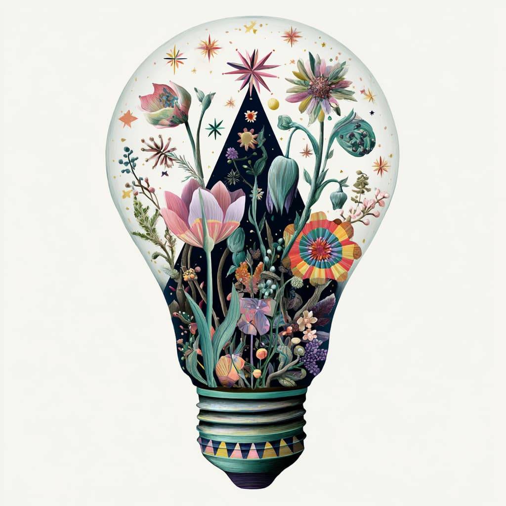 a whimsical illustration of a light bulb