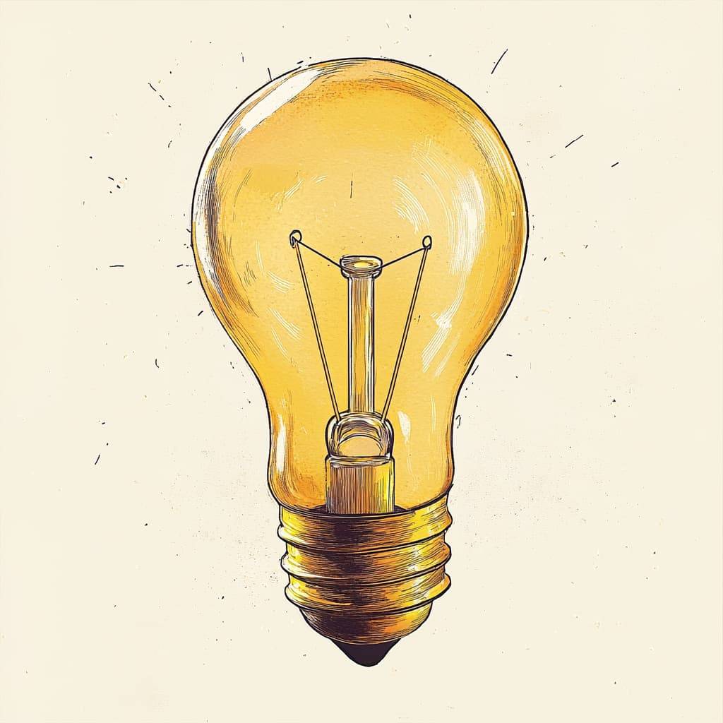 a whimsical illustration of a light bulb