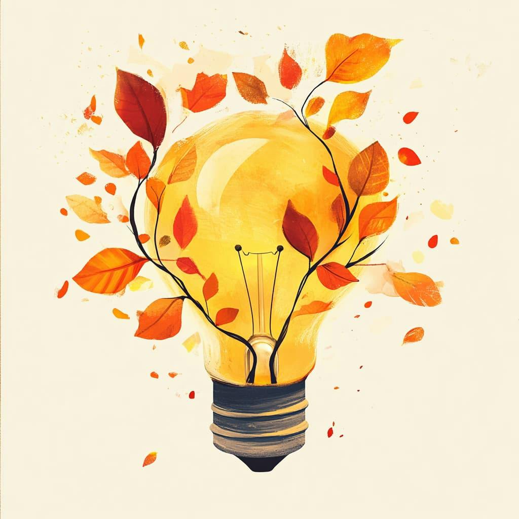 a whimsical illustration of a light bulb