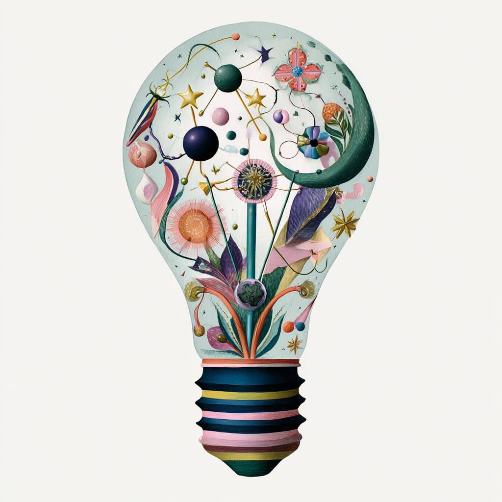 a whimsical illustration of a light bulb
