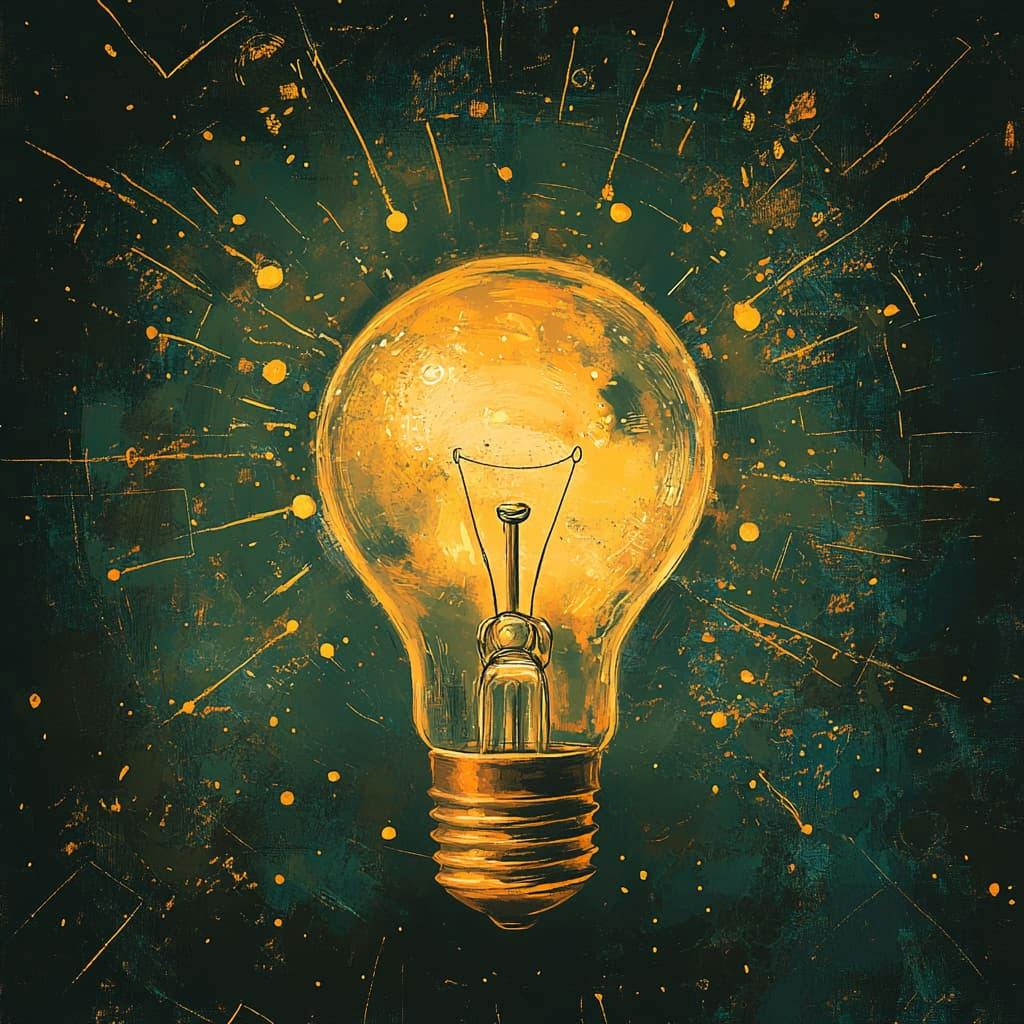 a whimsical illustraion of a light bulb