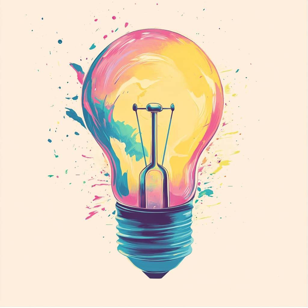 a whimsical illustration of a light bulb