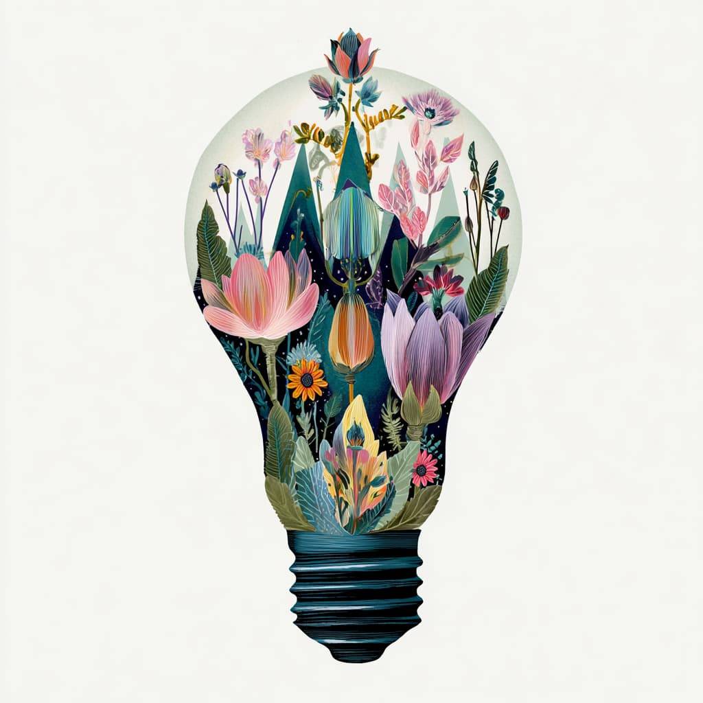 a whimsical illustration of a light bulb