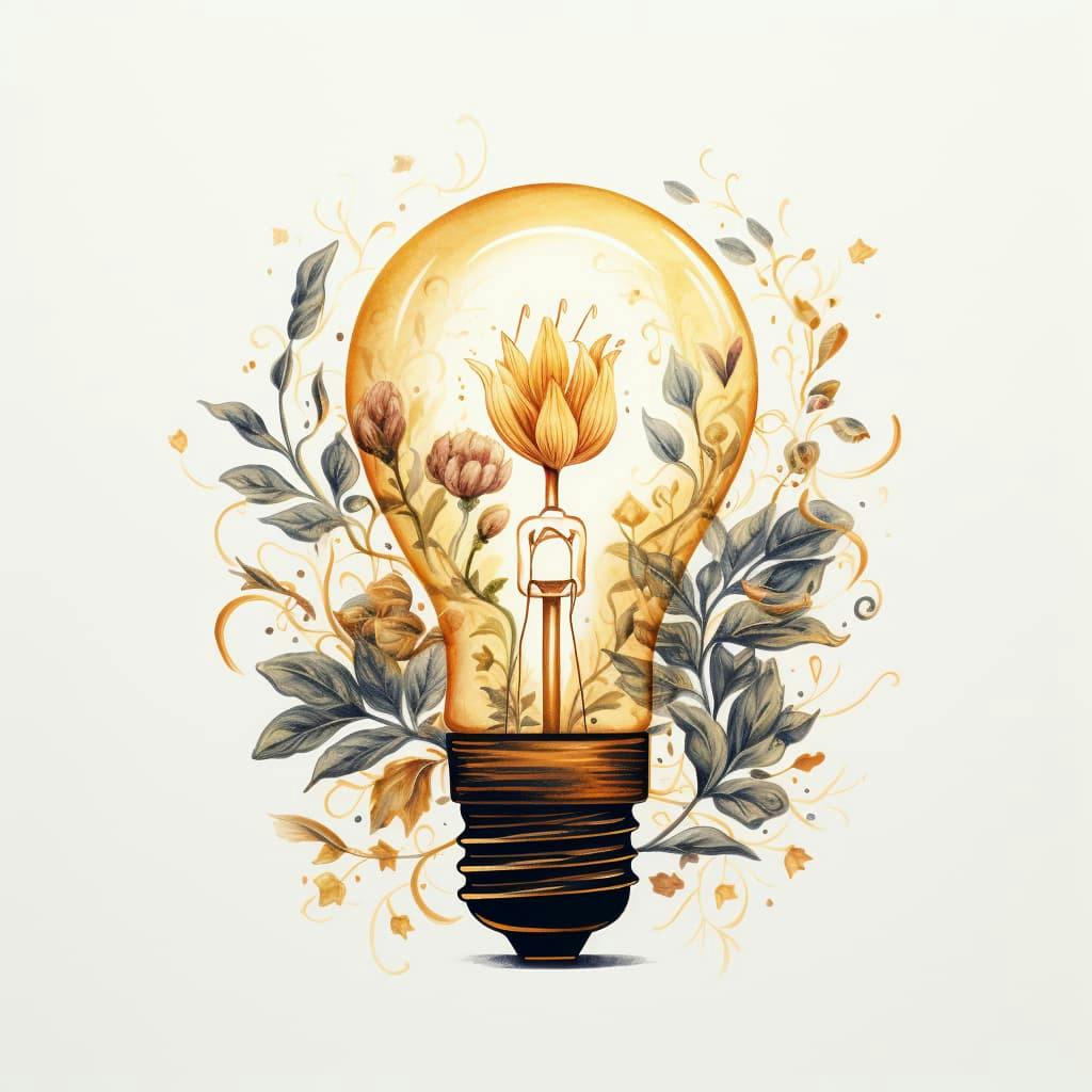 a whimsical illustration of a light bulb