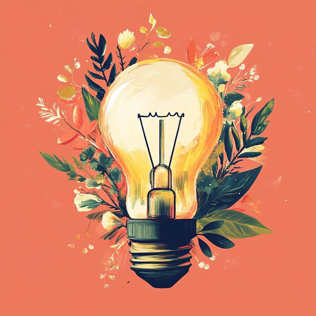 a whimsical illustration of a light bulb