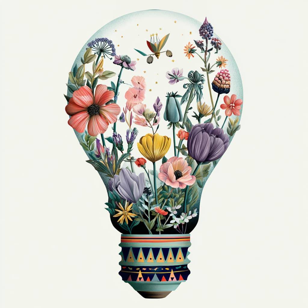 a whimsical illustration of a light bulb
