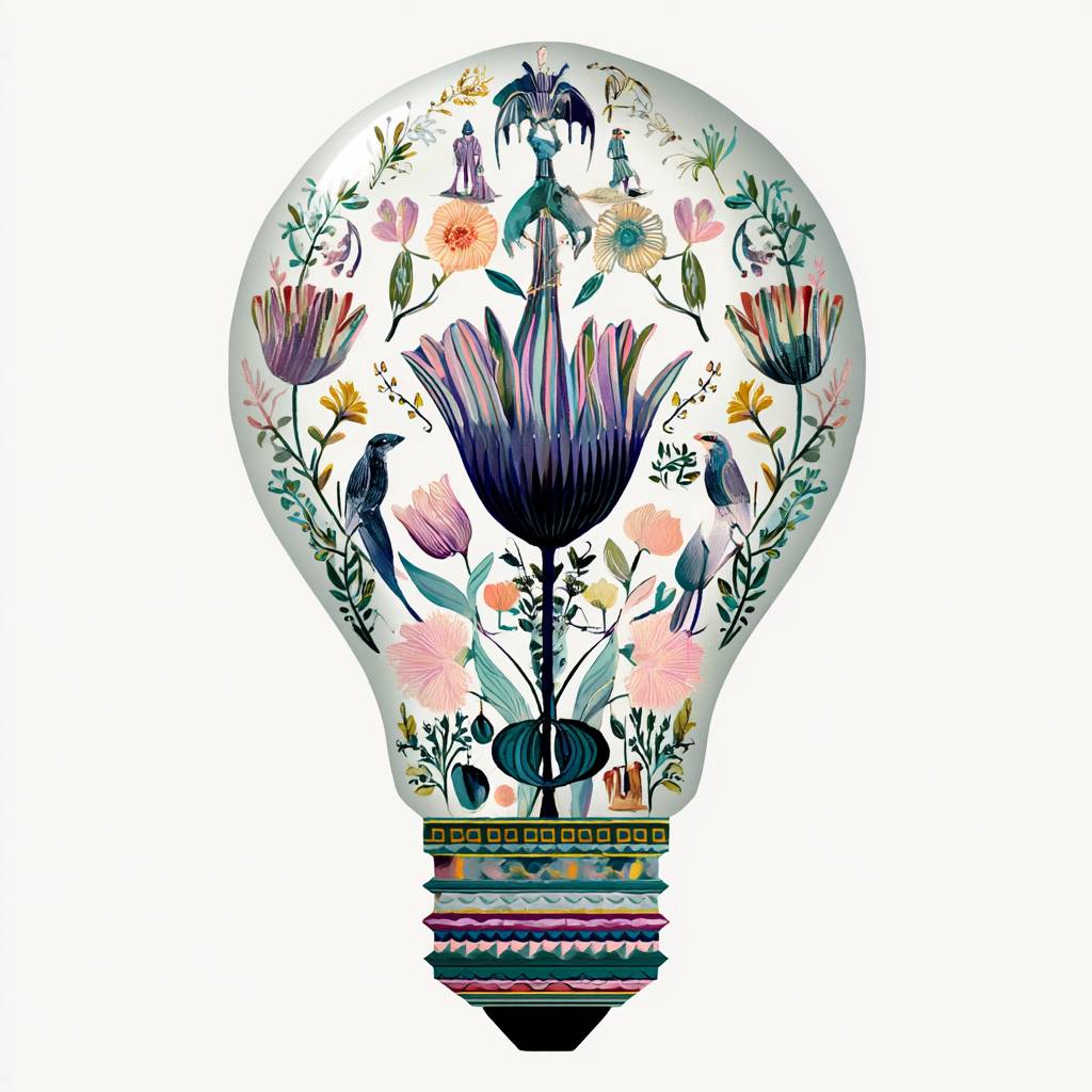a whimsical illustration of a light bulb