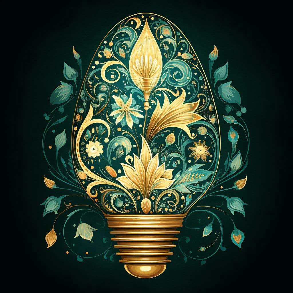 a whimsical illustration of a festive light bulb