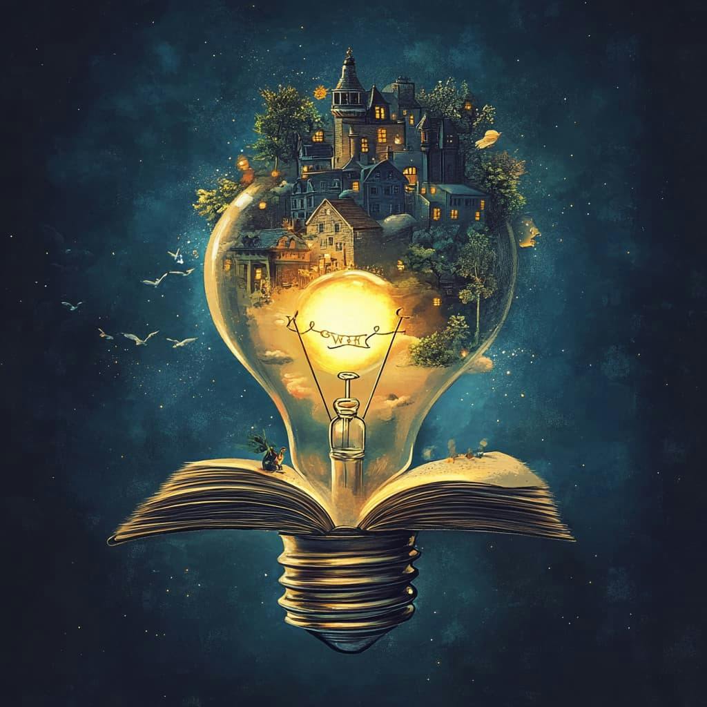 a whimsical illustration of a light bulb