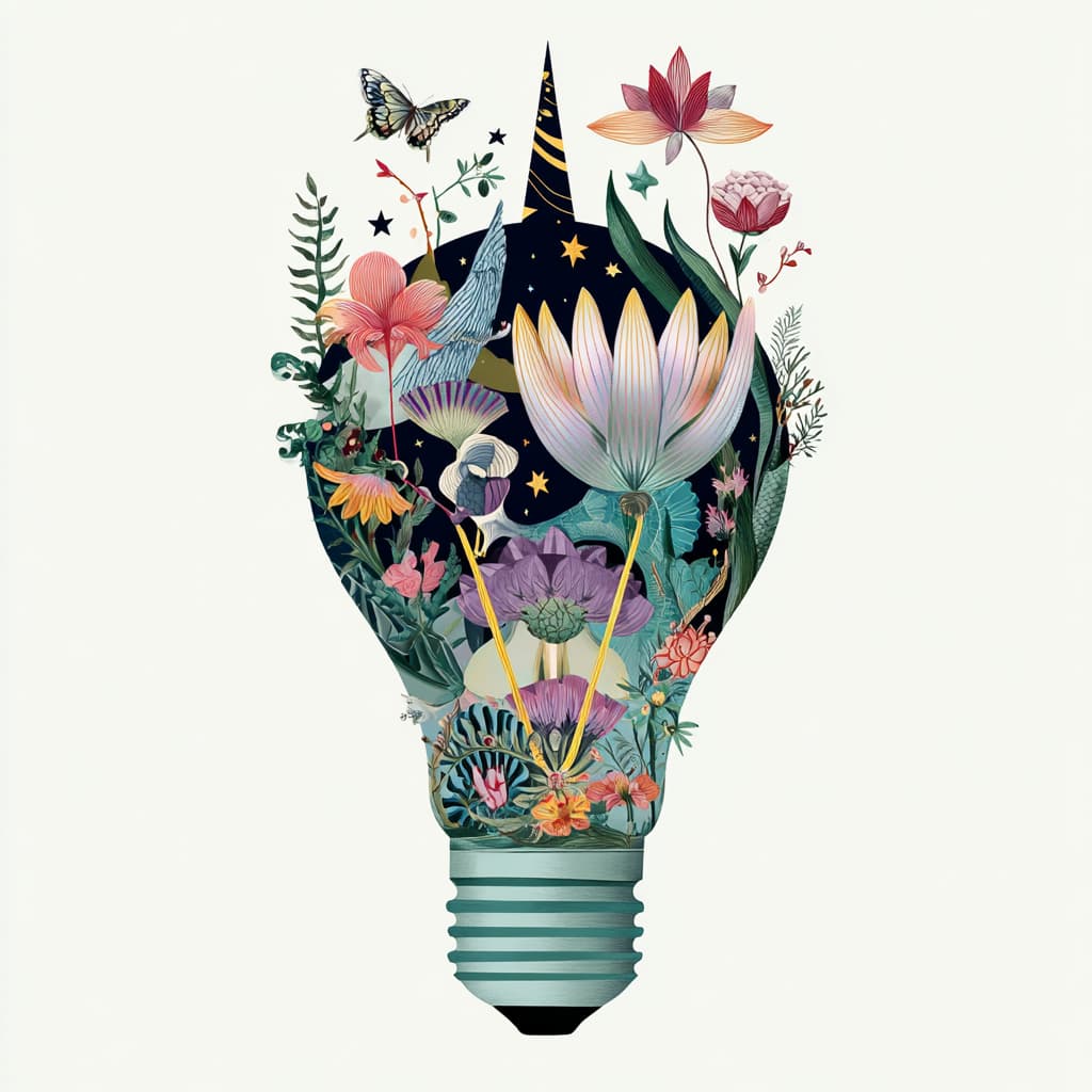 a whimsical illustration of a light bulb