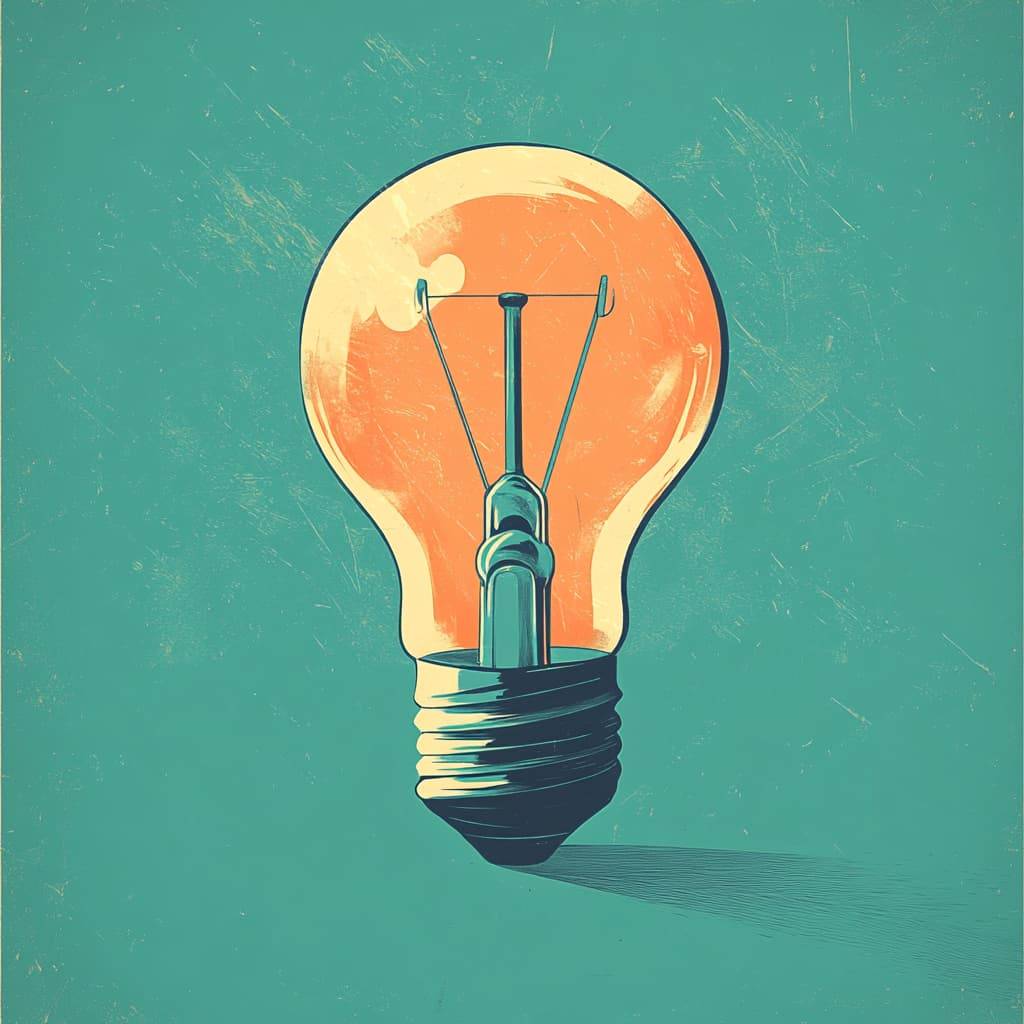 A whimsical illustration of a light bulb