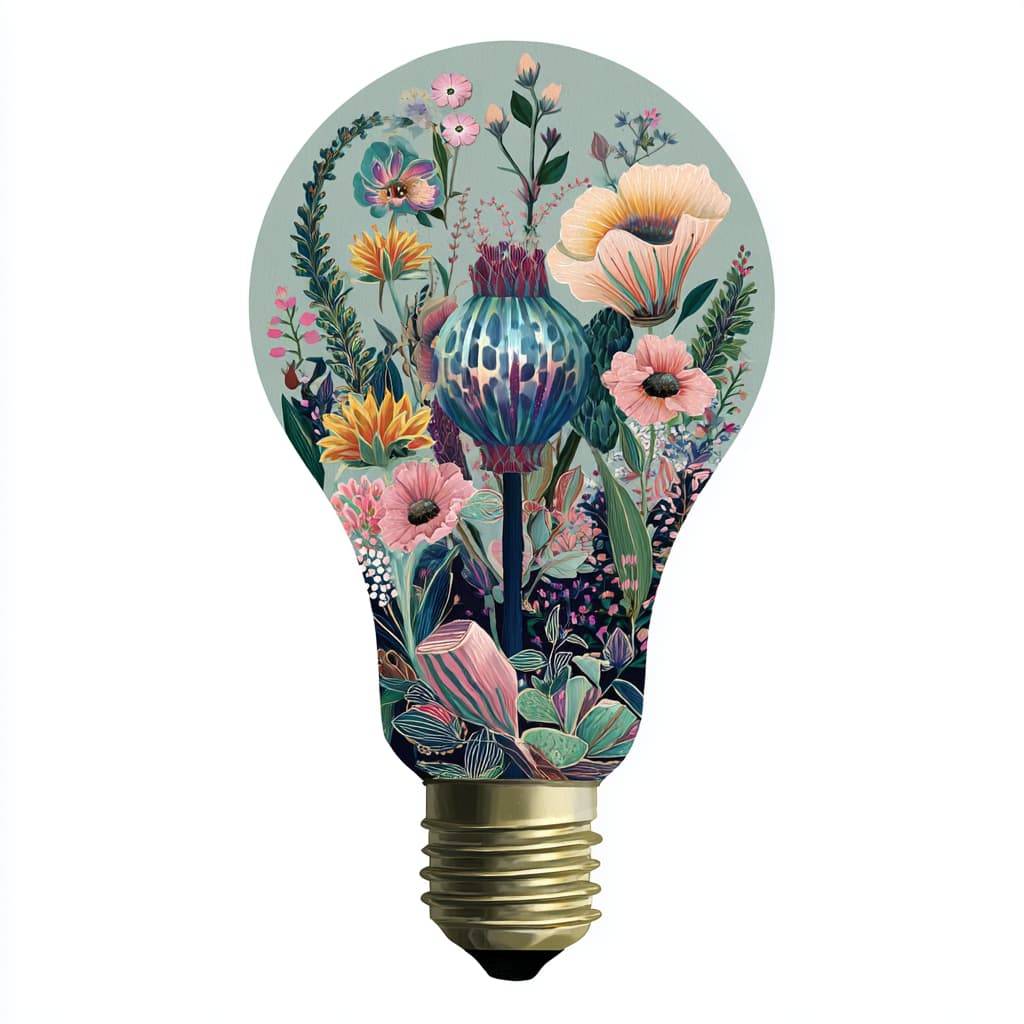 a whimsical illustration of a light bulb