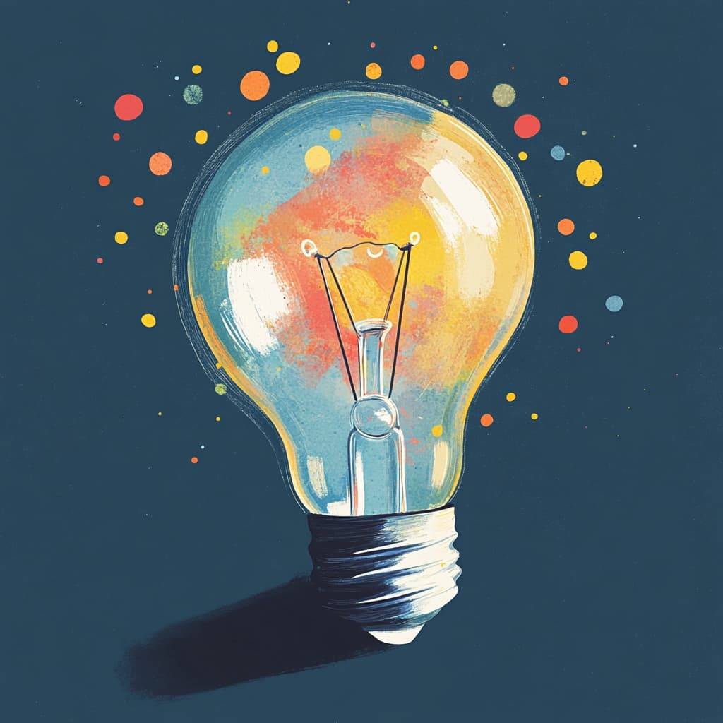 a whimsical illustration of a light bulb
