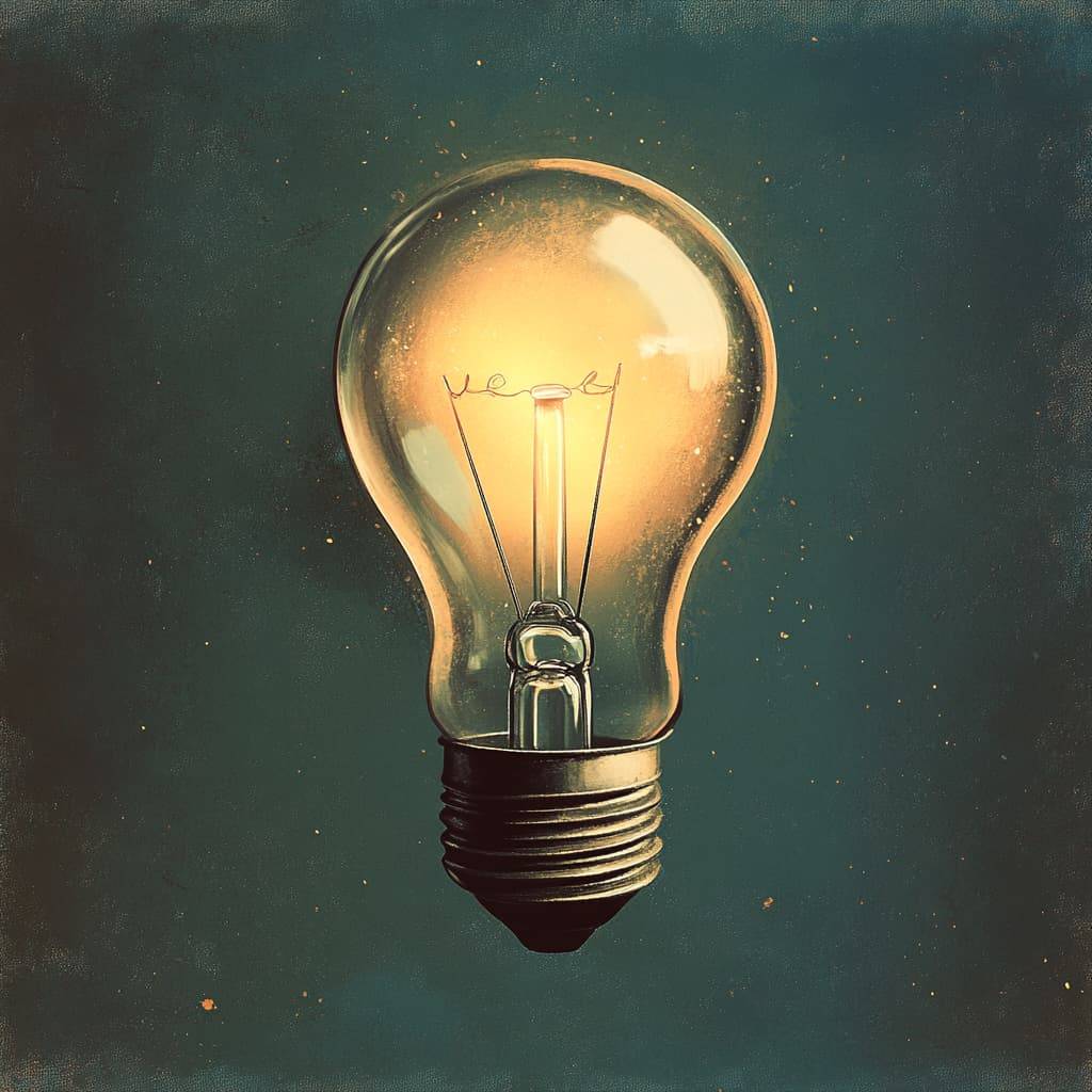 a whimsical illustration of a light bulb