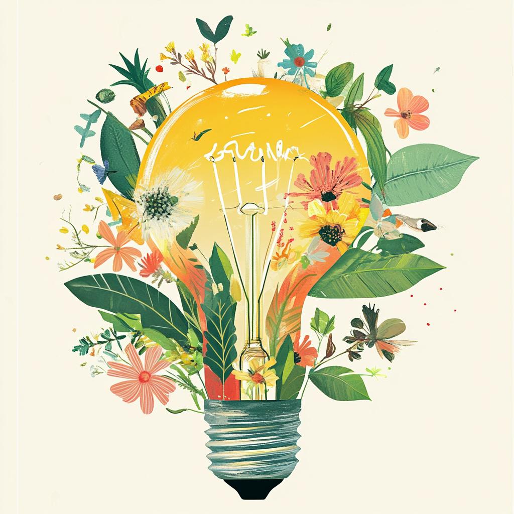 a whimsical illustration of a light bulb