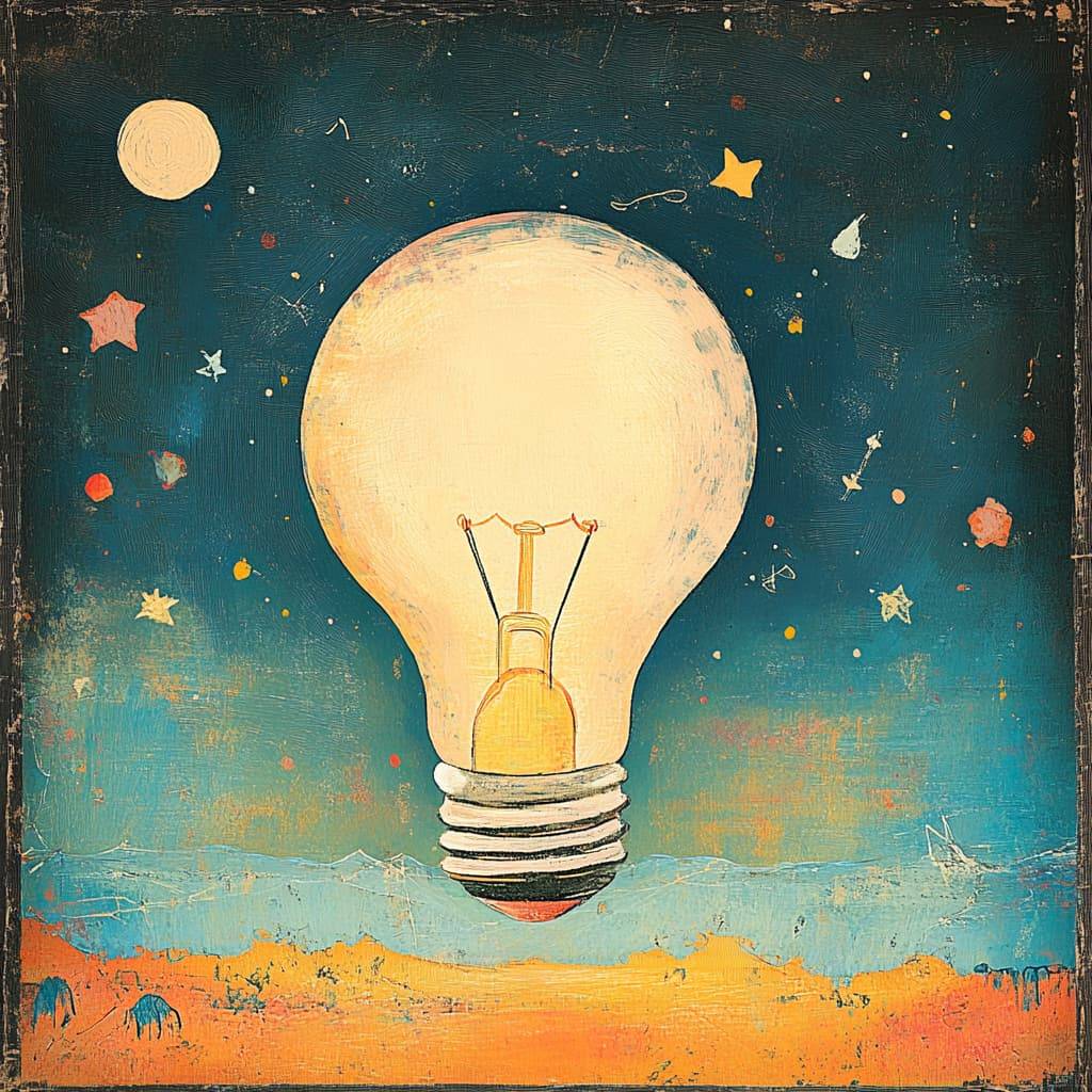 a whimsical illustration of a light bulb