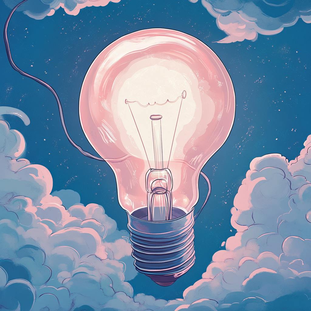 a whimsical illustration of a light bulb