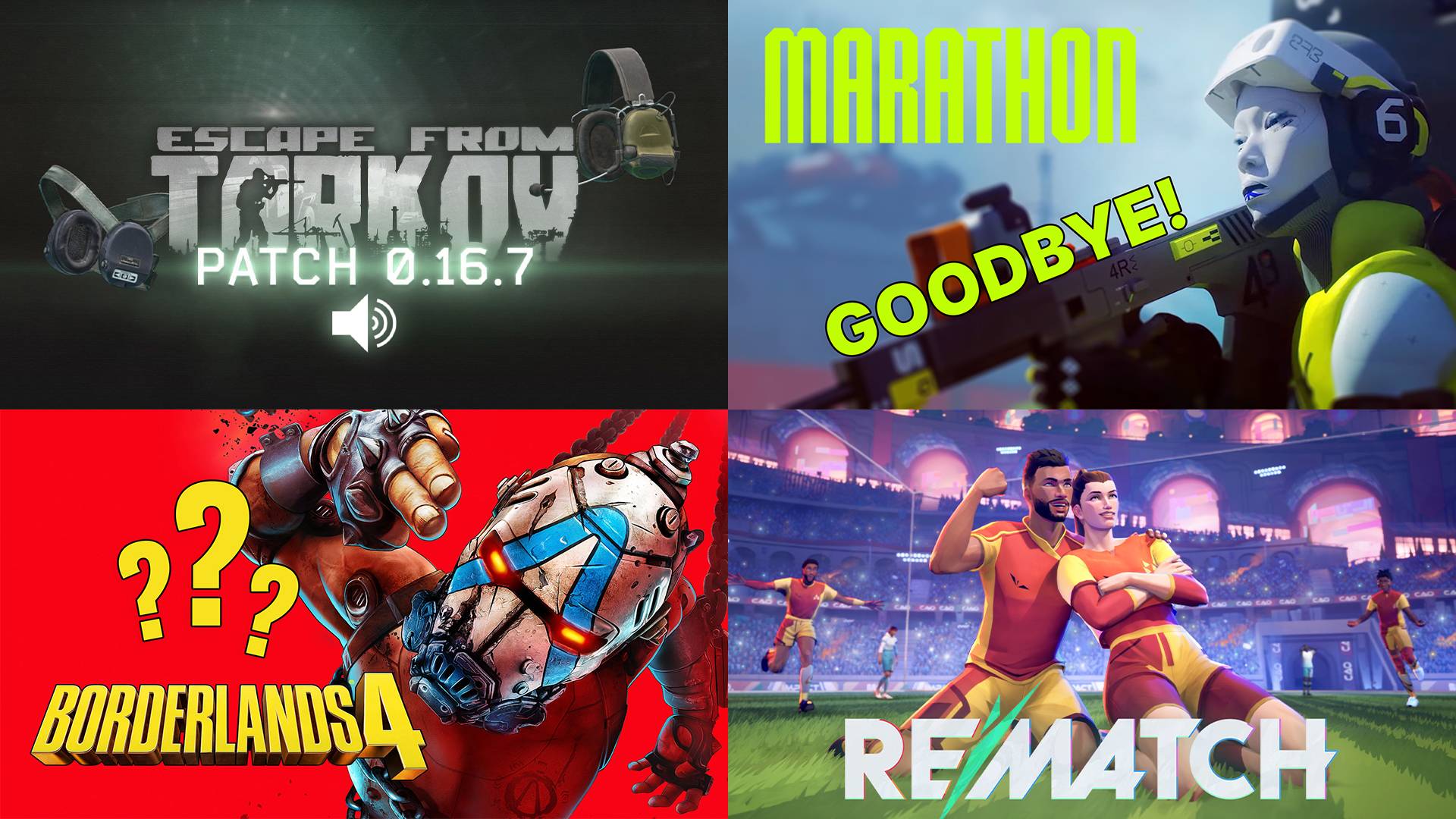Nuovo audio per Tarkov, Marathon rinviato, Rematch sembra un successo, Borderlands 4 invece no